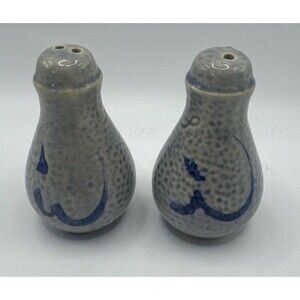 1970's German Westerwald Stoneware Blue and Grey Salt & Pepper Shakers